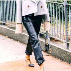 JLC NEW YORK, Black Straight Leg Leather Pants